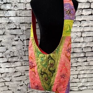 Multicolor Embroidered Shoulder Bag